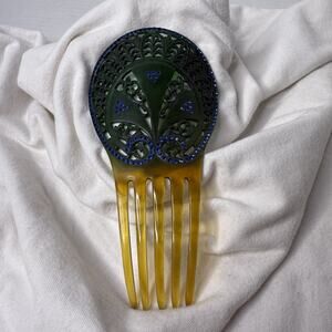 Antique Celluloid Mantilla Hair Comb - Art Deco Vintage Spanish Style Gem